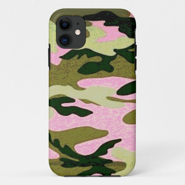 Capa Para iPhone 11 Camoflauge rosa e verde (Verso)