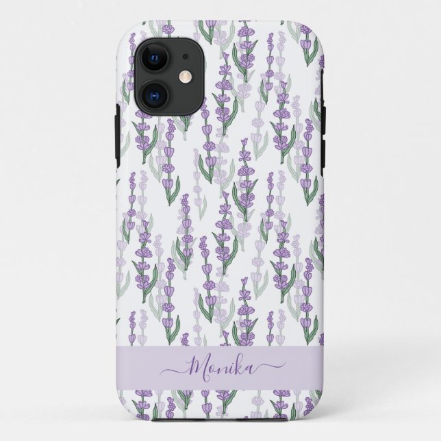 Capa Para iPhone 11 campo de lavanda provença flor roxa (Verso)