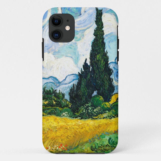 Capa Para iPhone 11 Campo de Trigo com Ciprestes de Vincent Van Gogh (Verso)