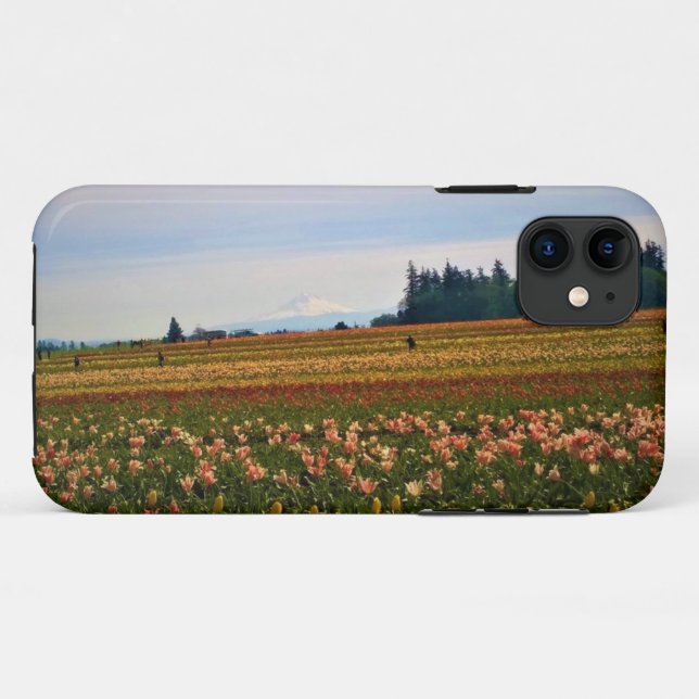 Capa Para iPhone 11 Campo de Tulipas com Mt. Hood, Oregon (Verso (horizontal))