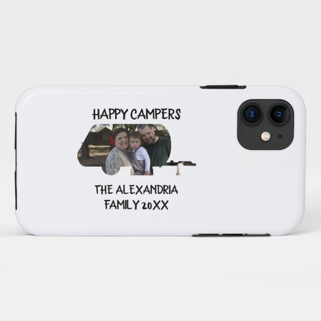 Capa Para iPhone 11 Campos felizes da família de caravanas de trailer  (Verso (horizontal))