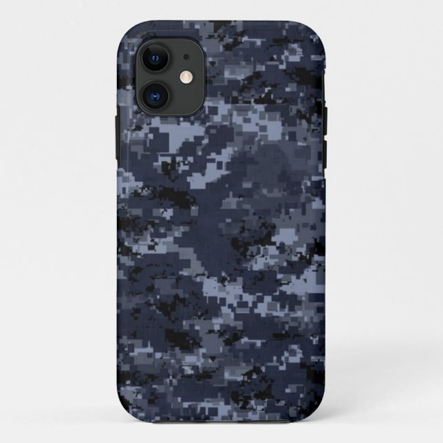 Capa Para iPhone 11 Camuflagem Azul Militar dos EUA (Verso)