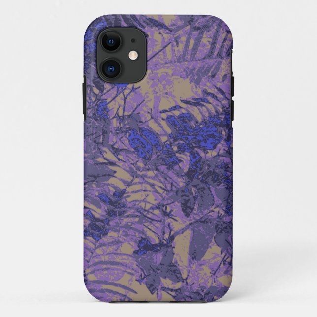 Capa Para iPhone 11 Camuflagem contra a flor azul (Verso)