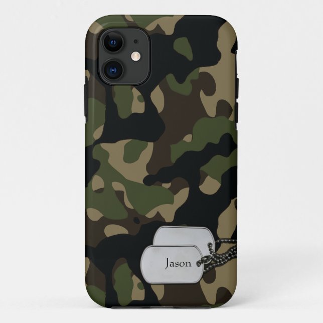 Capa Para iPhone 11 Camuflagem Militar de Forrest Trees e Foliage (Verso)