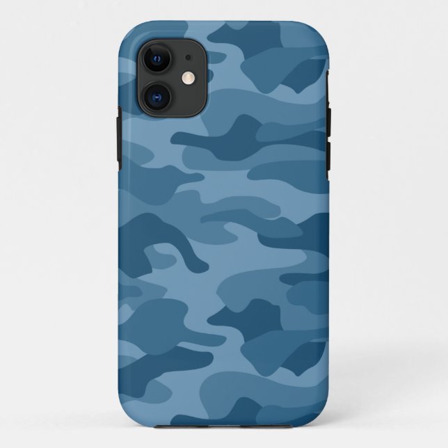 Capa Para iPhone 11 Camuflagem Monocor Aço Azul (Verso)