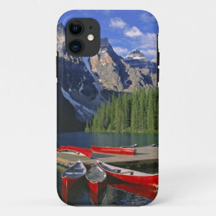 Capa Para iPhone 11 Canadá, Alberta, Lago Moraine. Canoas vermelhas ag