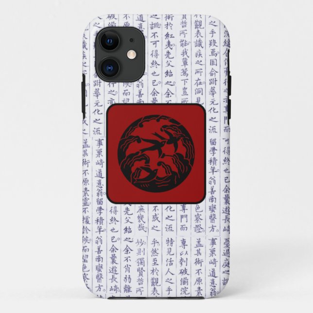 Capa Para iPhone 11 Câncer Kamon Kanji Script Birds Japonês (Verso)