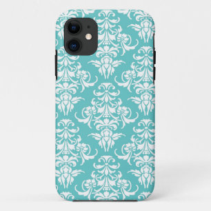 Capa Para iPhone 11 Candelabro chique feminino do vintage azul da cor
