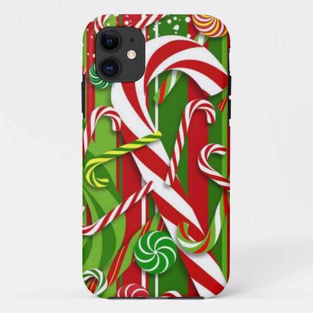 Capa Para iPhone 11 Candy Cane Christmas (Verso)