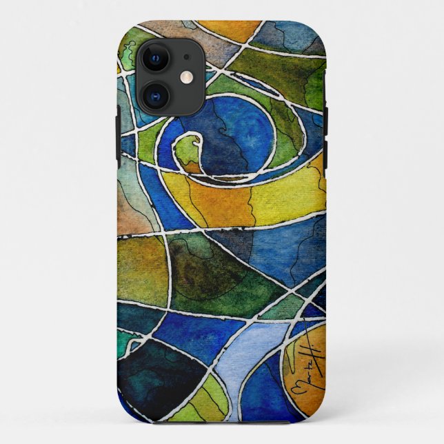 Capa Para iPhone 11 Caneta & tinta abstratas da aguarela (Verso)