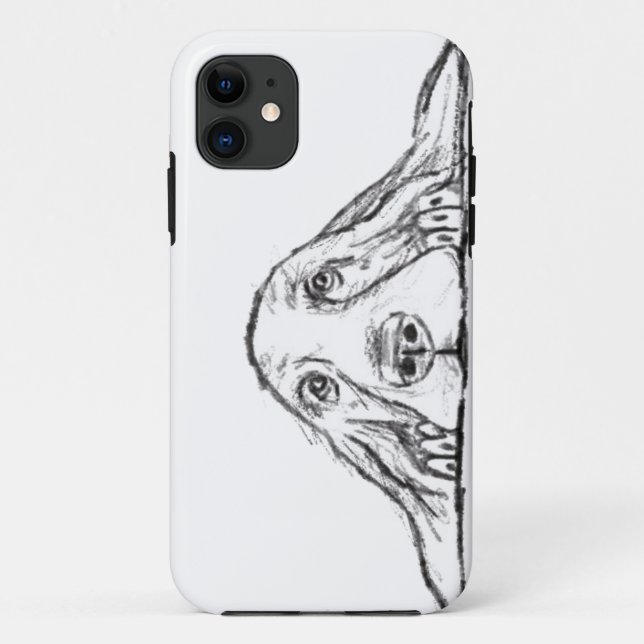 Capa Para iPhone 11 cão-caçador preto branco-cachorrinho (Verso)