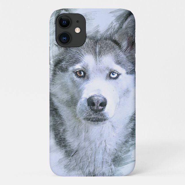 Capa Para iPhone 11 Cão Cão Cabrão Siberiano Cão Cachorro-Trenó (Verso)