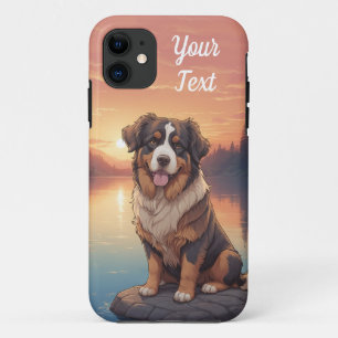 Capa Para iPhone 11 Cão de Montanha Bernês junto ao lago