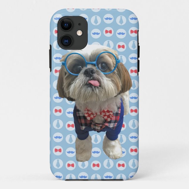 Capa Para iPhone 11 Cão de Shih Tzu do hipster (Verso)