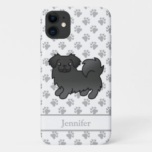 Capa Para iPhone 11 Cão e nome do desenho animado branco tibetano negr