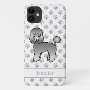 Capa Para iPhone 11 Cão e nome do desenho animado de toalha de cinza