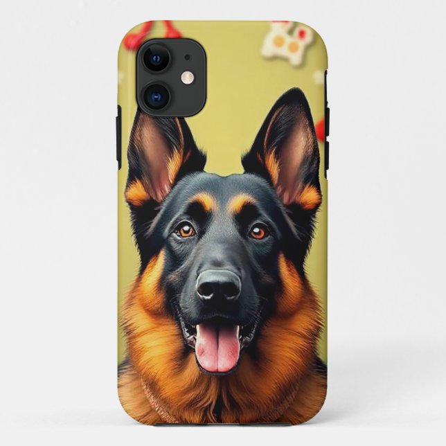 Capa Para iPhone 11 cão german shepherd (Verso)