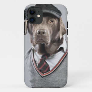 Capa Para iPhone 11 Cão na camisola e no boné