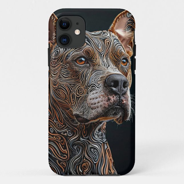 Capa Para iPhone 11 Cão Pitbull forte (Verso)