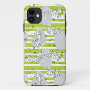 Capa Para iPhone 11 cão que joga o fundo do teste padrão