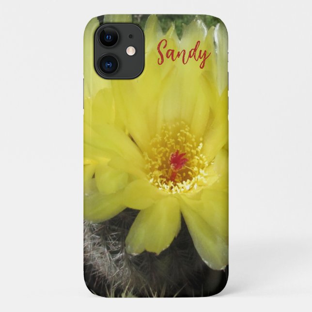 Capa Para iPhone 11 Capa de Celular iPhone Flor de Cacto Amarela Perso (Verso)