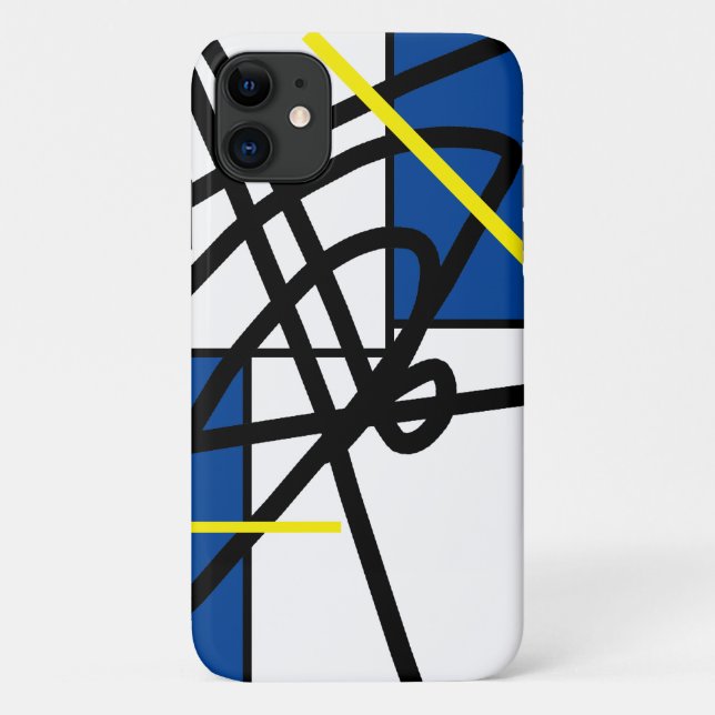 Capa Para iPhone 11 Capa de iPhone 11 Arte Abstrata Amarelo Azul (Verso)
