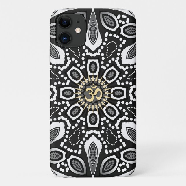 Capa Para iPhone 11 Capa de iphone 4 de Aum Branco-Preto-Tribal (Verso)