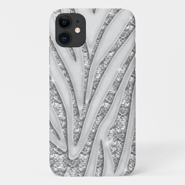 Capa Para iPhone 11 Capa de iphone 4 de Diamante Branco de Zebra Strip (Verso)