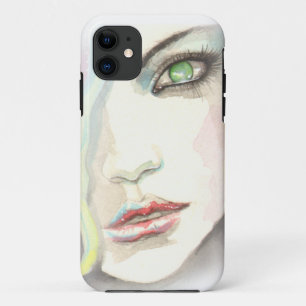 Capa Para iPhone 11 Capa de iPhone 5 Green Eyed Girl Modern Fine Art