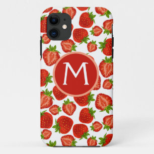 Capa Para iPhone 11 Capa de iphone com morangos Monograma Morango