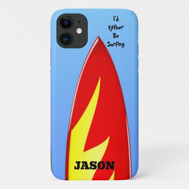 Capa Para iPhone 11 Capa de iPhone "Eu Preferiria Estar Surfando" Pran (Verso)