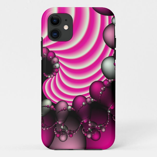 Capa Para iPhone 11 Capa de iphone fractal rosa e branco (Verso)