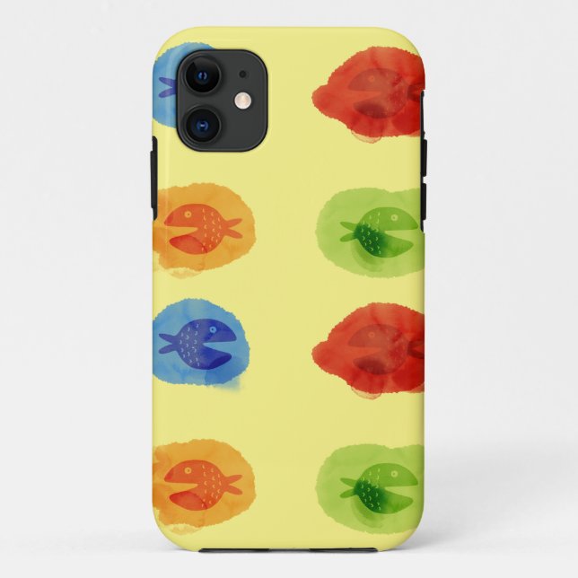 Capa Para iPhone 11 Capa de iPhone / iPad de peixe engraçado em aquare (Verso)