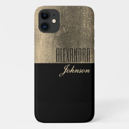 Capa Para iPhone 11 Capa de iPhone Nome Elegante Ouro Preto