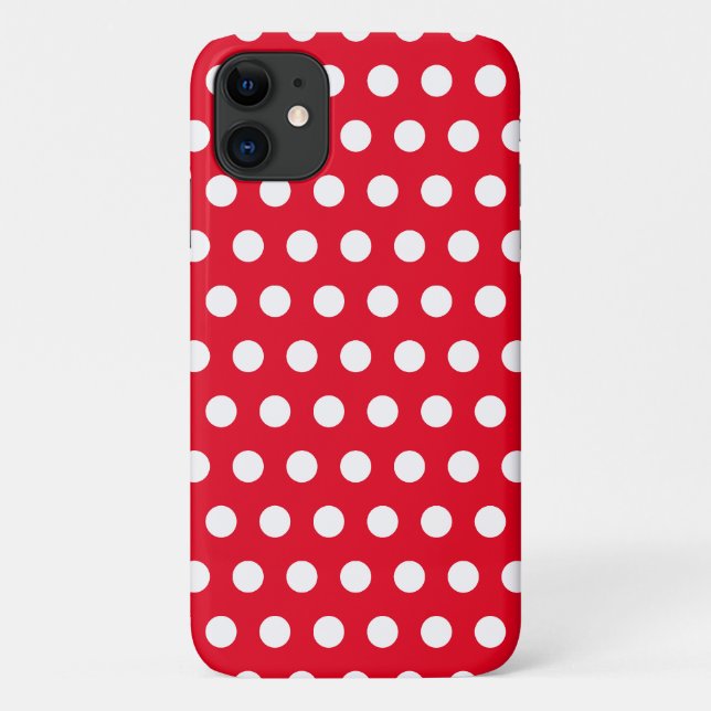 Capa Para iPhone 11 Capa de iPhone Vermelha com Pontos Brancos - Escol (Verso)