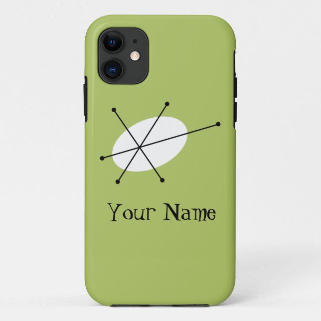 Capa Para iPhone 11 Capa de iPhone vertical 'Nome' Dazzle Green (Verso)