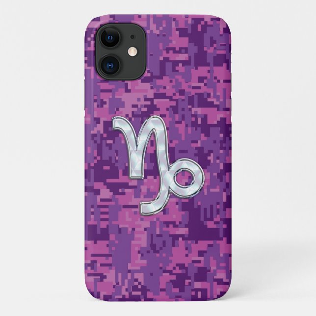 Capa Para iPhone 11 Capricórnio Zodiac - Sinal de Fuchsia Camo (Verso)