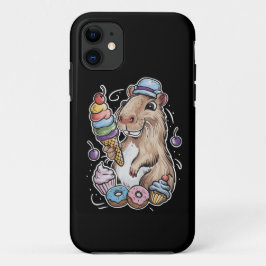Capa Para iPhone 11 capybara doce rosquinha cupcakes doces