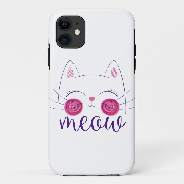 Capa Para iPhone 11 Cara De Gato Bonita. Produto de fantasia engraçado (Verso)