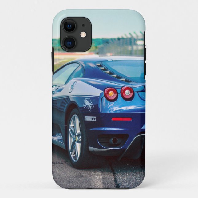Capa Para iPhone 11 Carro de Corrida Azul (Verso)