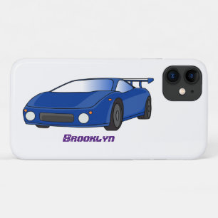 Capa Para iPhone 11 Carro esportivo azul com ilustração de aerofólio