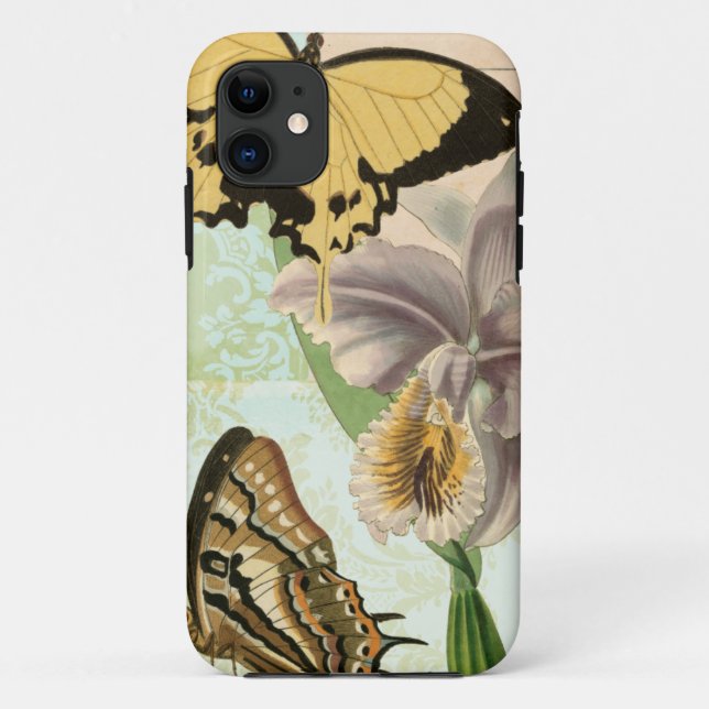Capa Para iPhone 11 Cartão-postal com borboletas e flores (Verso)