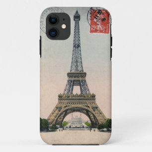 Capa Para iPhone 11 Cartão postal da Torre Eiffel Vintage