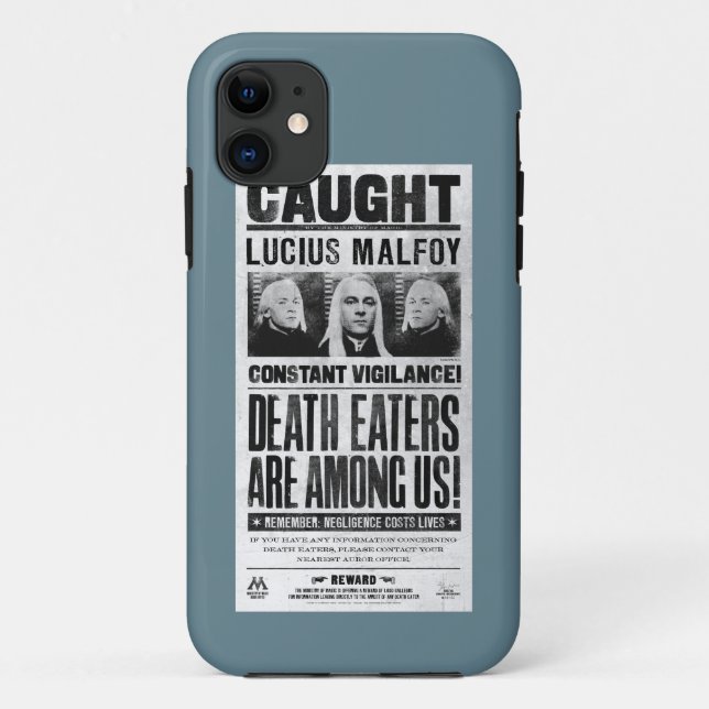 Capa Para iPhone 11 Cartaz de Procurado de Lucius Malfoy (Verso)