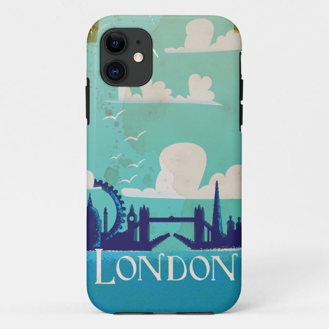 Capa Para iPhone 11 Cartaz de viagem vintage de Londres (Verso)