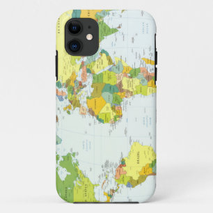 Capa Para iPhone 11 Cartaz do Atlas Político do Mapa Mundial: Decoraçã