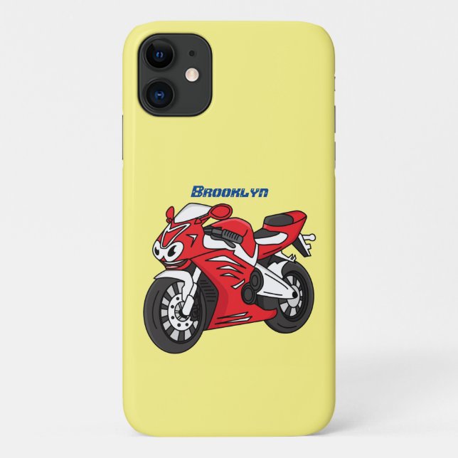 Capa Para iPhone 11 Cartografia de motocicleta vermelha-branca (Verso)