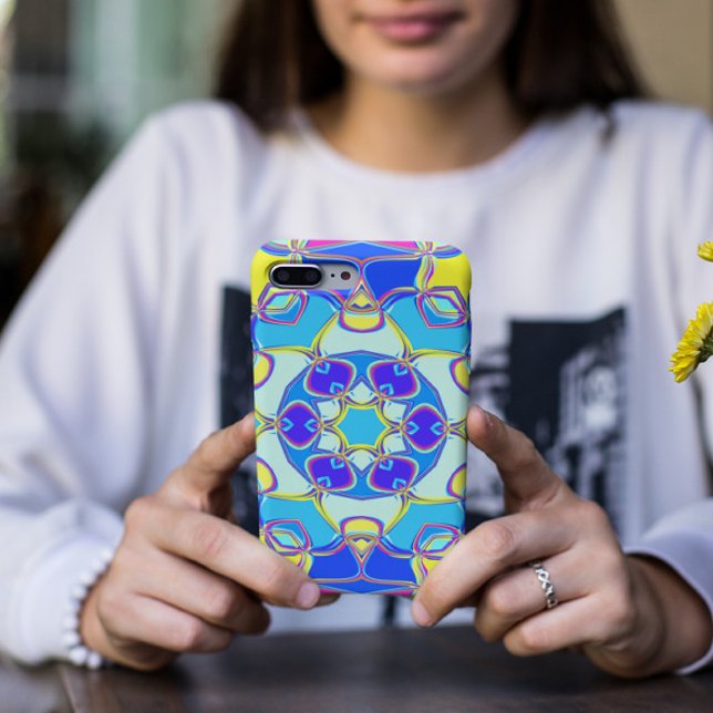 Capa Para iPhone 11 Cartografia Mandala Flor Azul Amarelo e Rosa (Criador carregado)