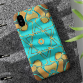 Capa Para iPhone 11 Cartografia Mandala Flor Azul e Laranja