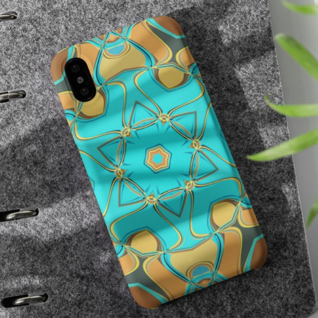 Capa Para iPhone 11 Cartografia Mandala Flor Azul e Laranja (Criador carregado)